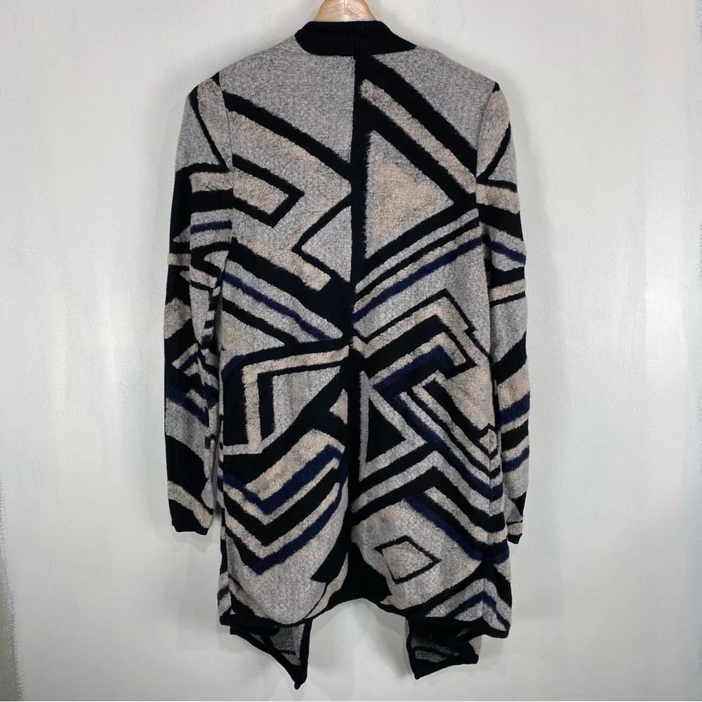Lucky Brand BOHO Abstract Print Waterfall Drapey Open Front Soft Cardigan Medium